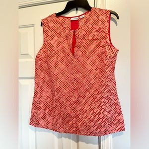 Liz Claiborne cotton patterned sleeveless blouse women’s size large